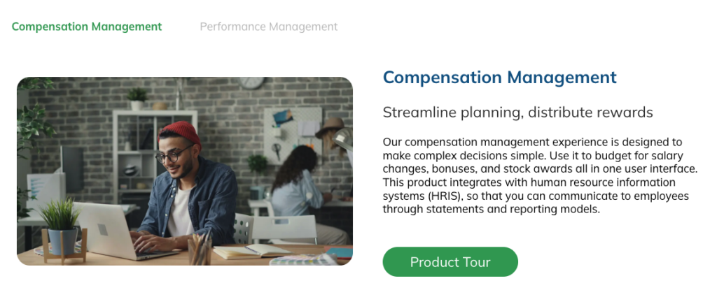 Screenshot of Compensation Management page from RedCAT