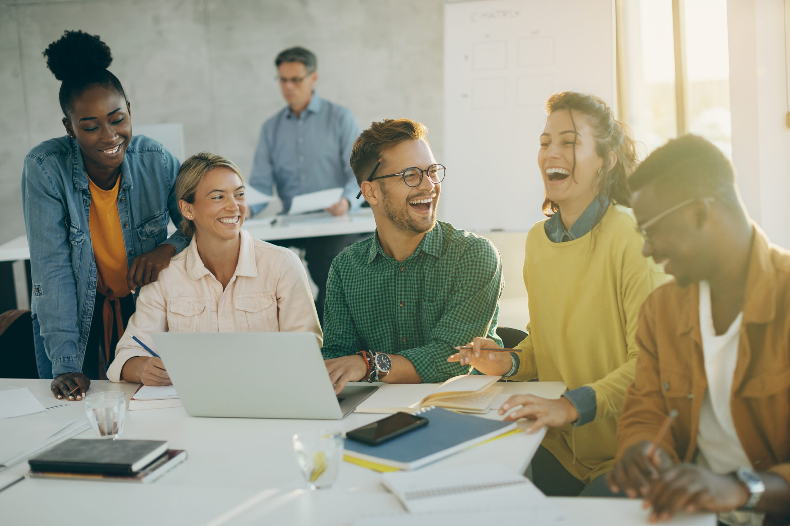 Platform Group of happy people having fun and laughing